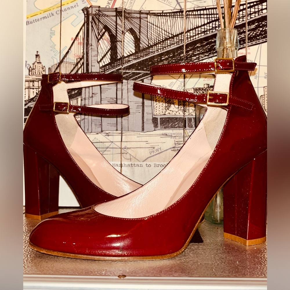 Kate Spade Patent Leather Burgundy Mar Jane Heels